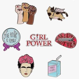Assorted Feminist Pins - Set of seven